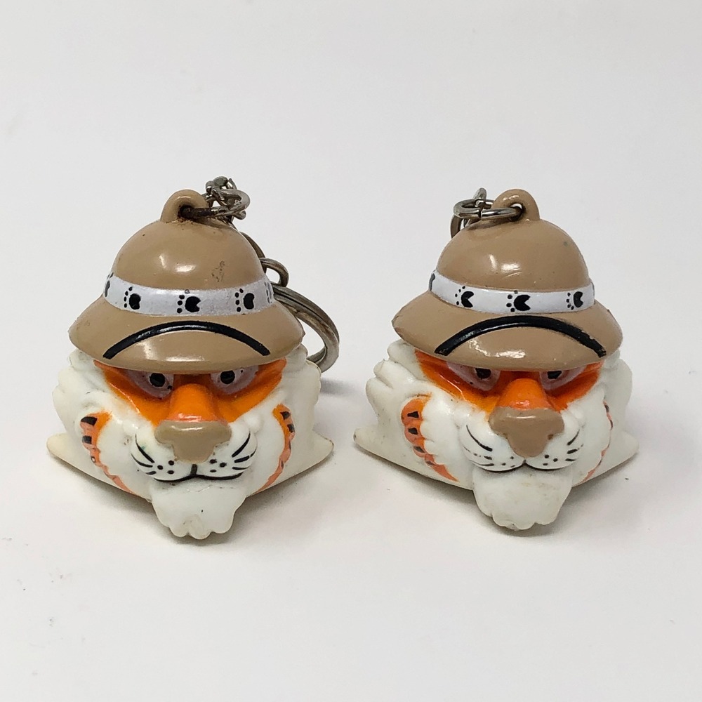 Vintage 1997 Exxon Tiger Safari Pith Keychain Lot of 2 Advertising Mascot PVC